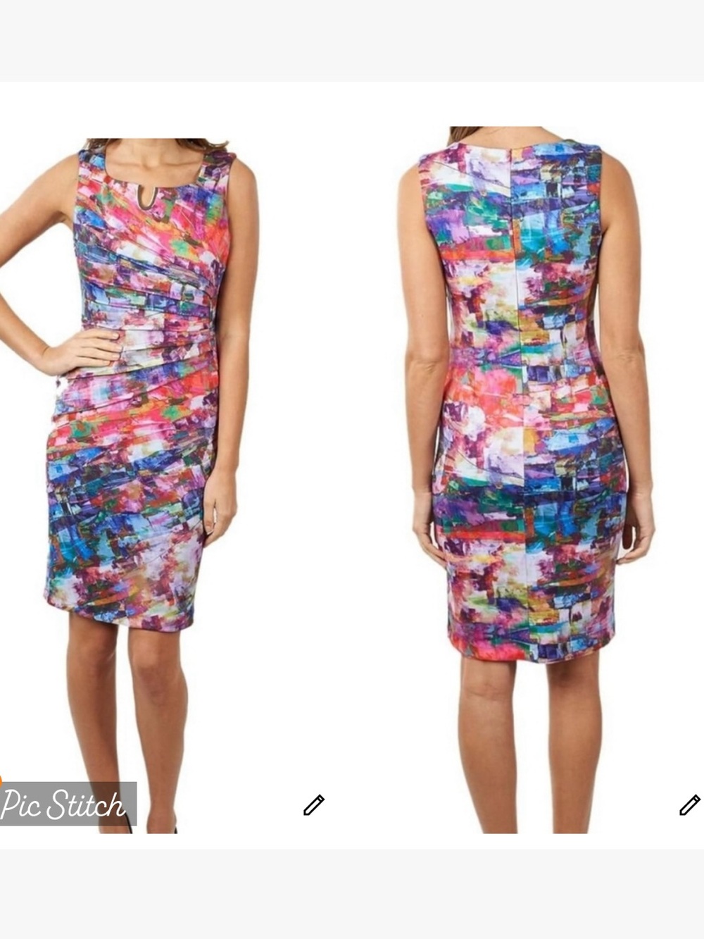 Joseph Ribkoff Multicolor Ruched Sheath Dress - Picture 1 of 10